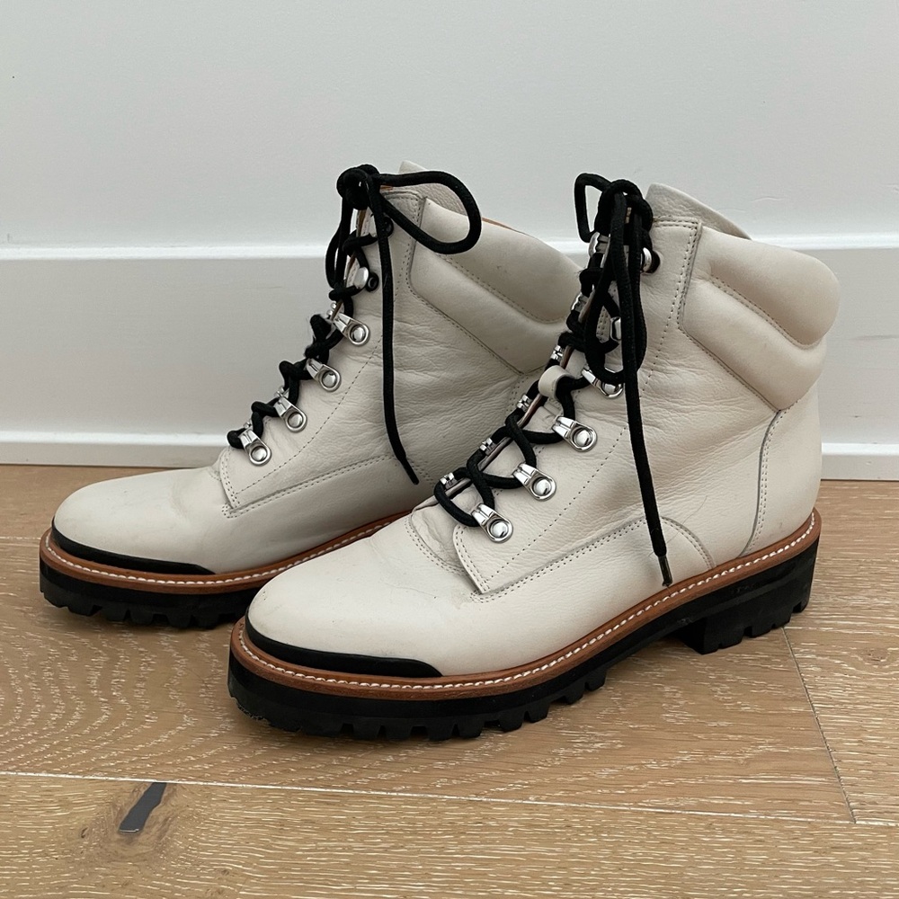 Marc Fisher Off-White Lace-Up Winter Boots